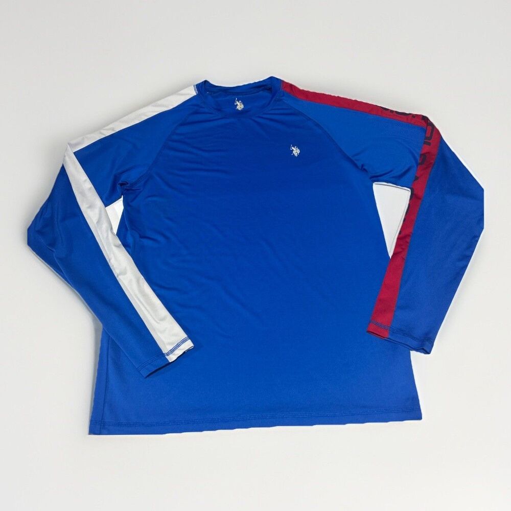 U.S. Polo Assn. Long Sleeve Performance Shirt Mens Medium Blue Activewear Tee